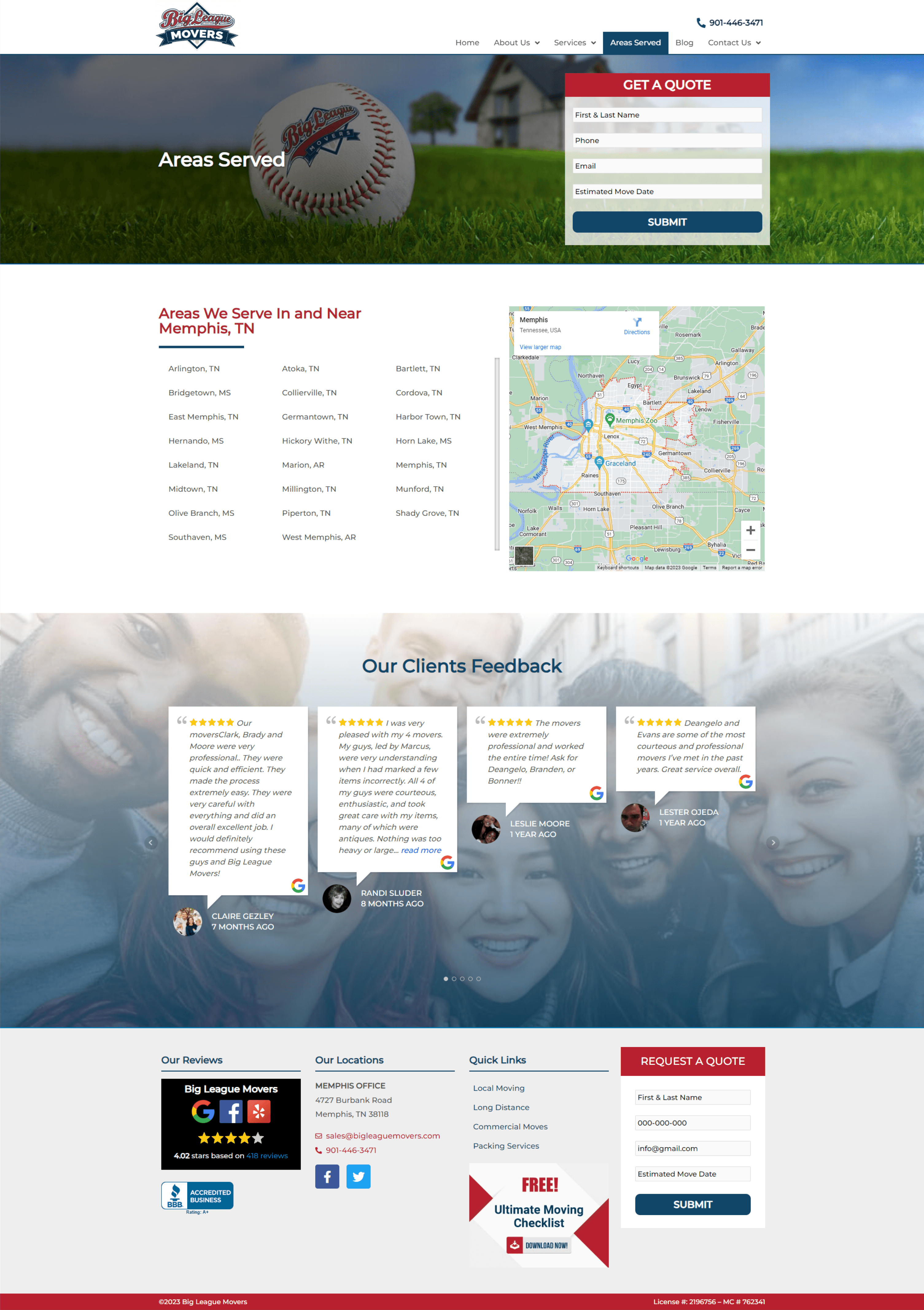 PDP - Areas Served Page