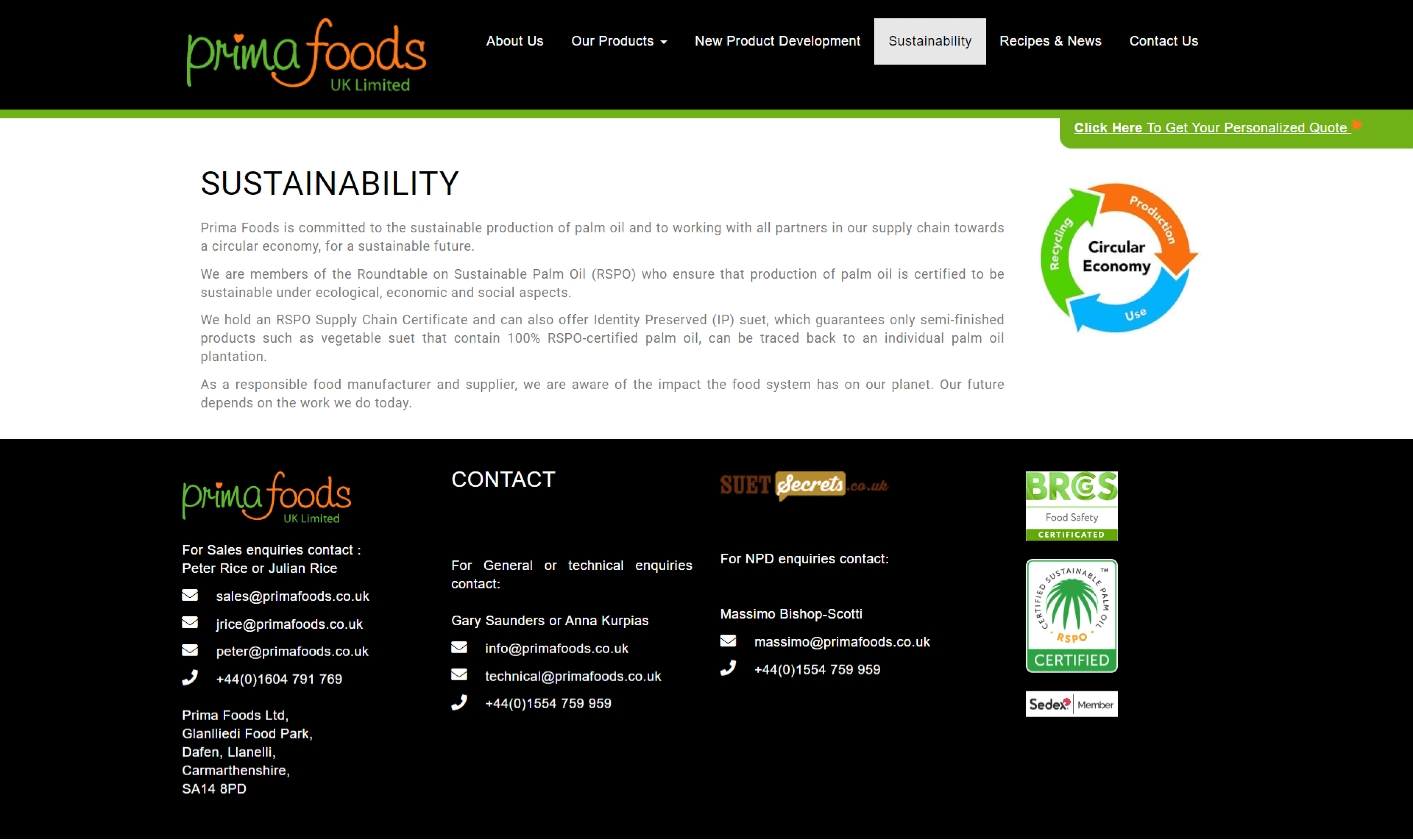 PDP - Sustainability Page